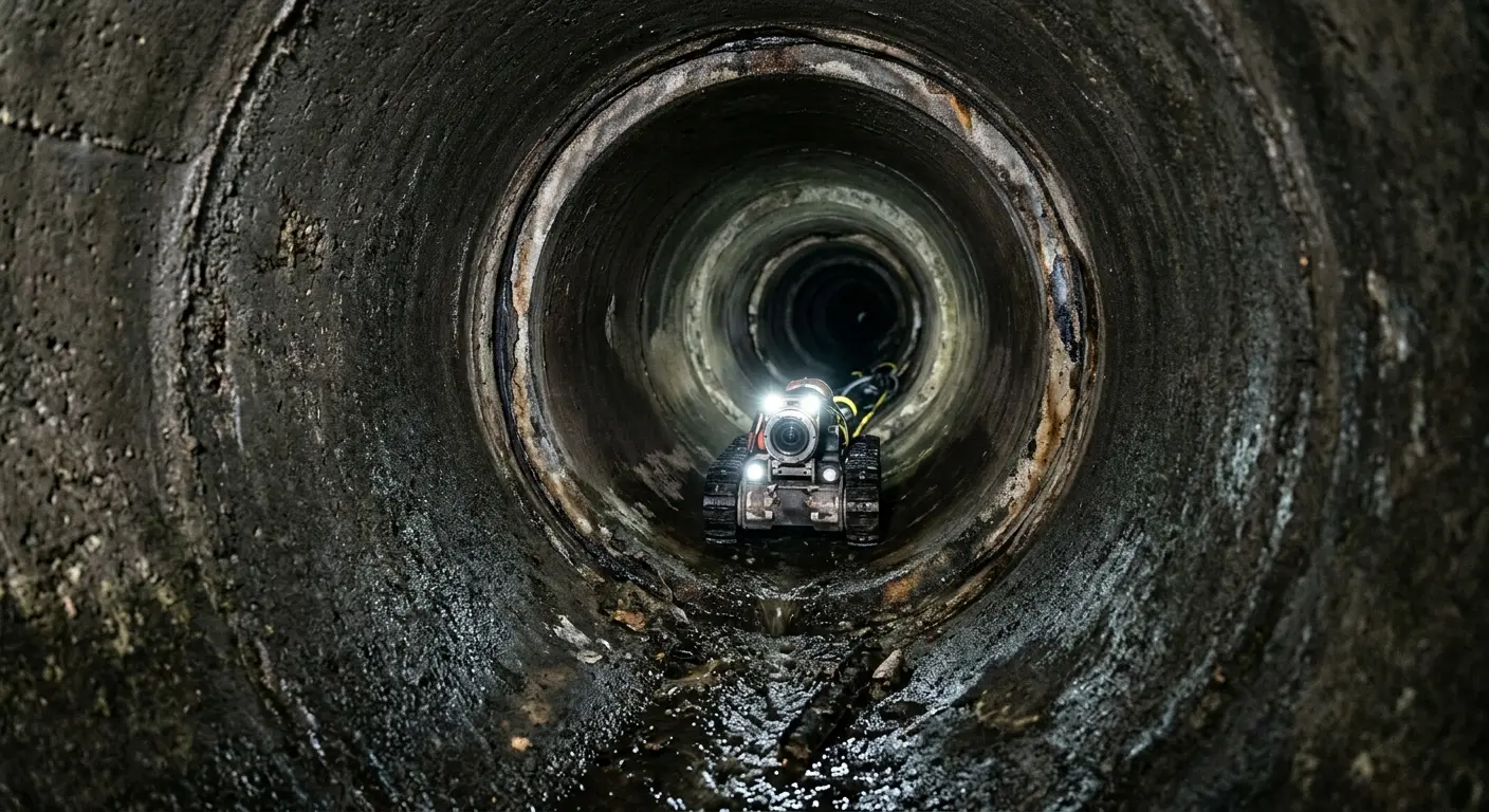 Robotic sewer camera inspecting pipe interior for Sewer Line Repair in Lafayette
